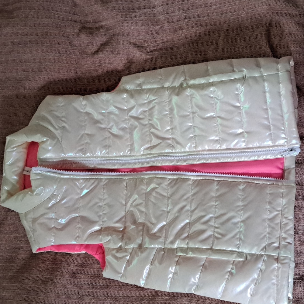 Kid's White/Pink Puffer Vest